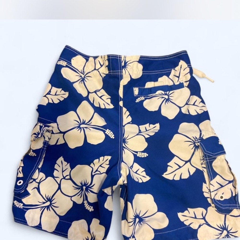 Abercrombie & Fitch Navy Floral Cargo Swimming Trunks - Picture 2 of 4